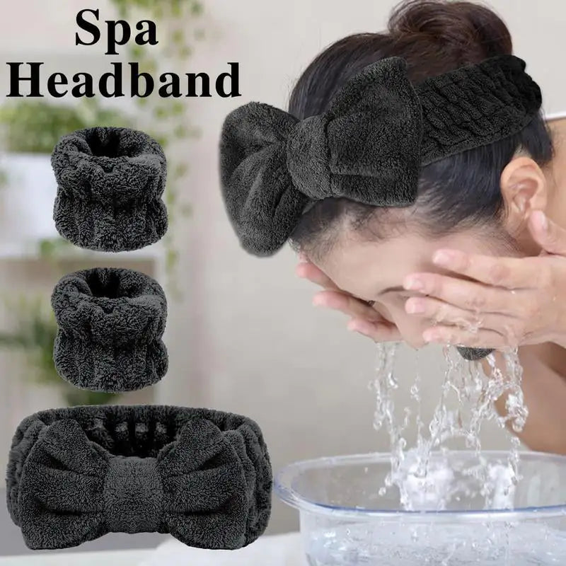 Bliss & Bloom 3 Pcs Spa Wristband & Headband, for Washing Face Skin Care.