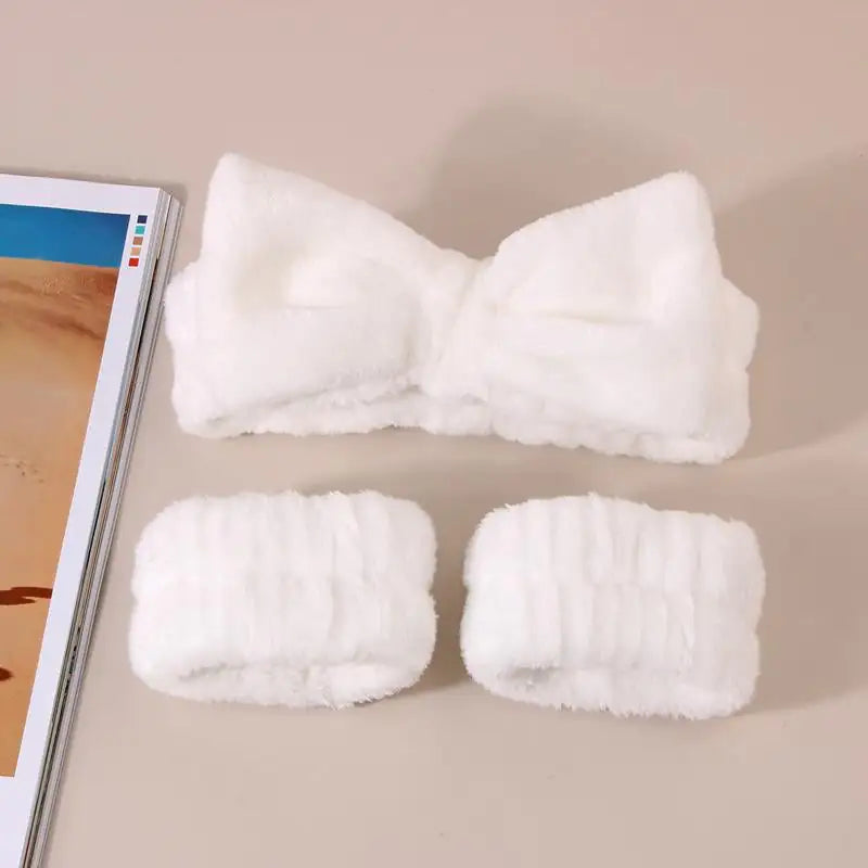 Bliss & Bloom 3 Pcs Spa Wristband & Headband, for Washing Face Skin Care.