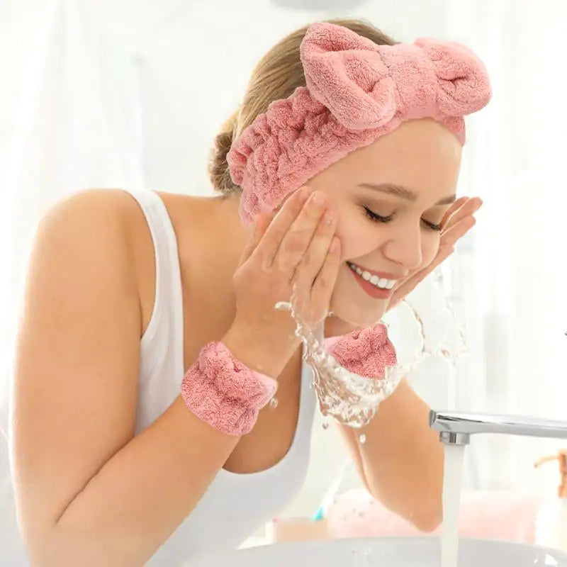 Bliss & Bloom 3 Pcs Spa Wristband & Headband, for Washing Face Skin Care.