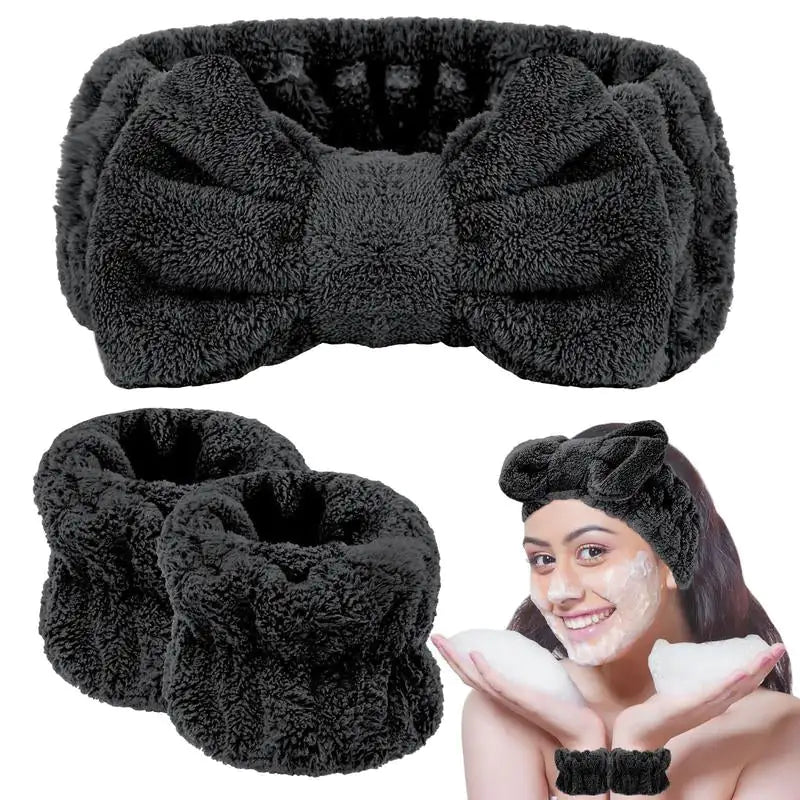 Bliss & Bloom 3 Pcs Spa Wristband & Headband, for Washing Face Skin Care.