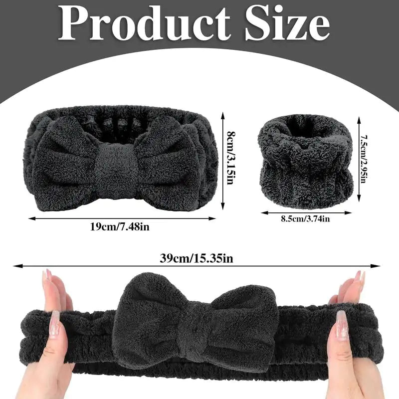 Bliss & Bloom 3 Pcs Spa Wristband & Headband, for Washing Face Skin Care.