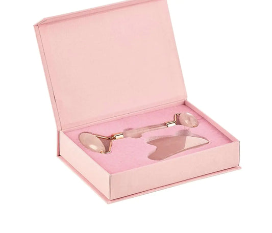 Gua Face Roller Skin Care - Jade Roller Gua Sha Set Rose Quartz