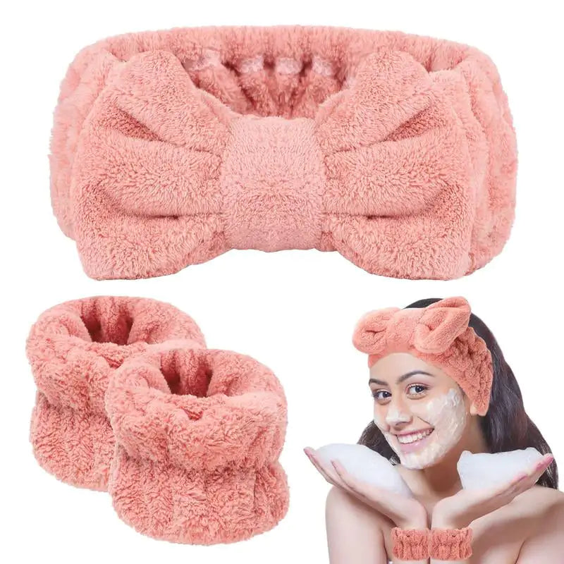Bliss & Bloom 3 Pcs Spa Wristband & Headband, for Washing Face Skin Care.