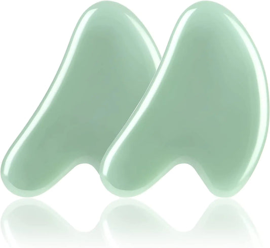 Elegant Skin Natural Jade Gua Sha Massage Tool 2 Pcs