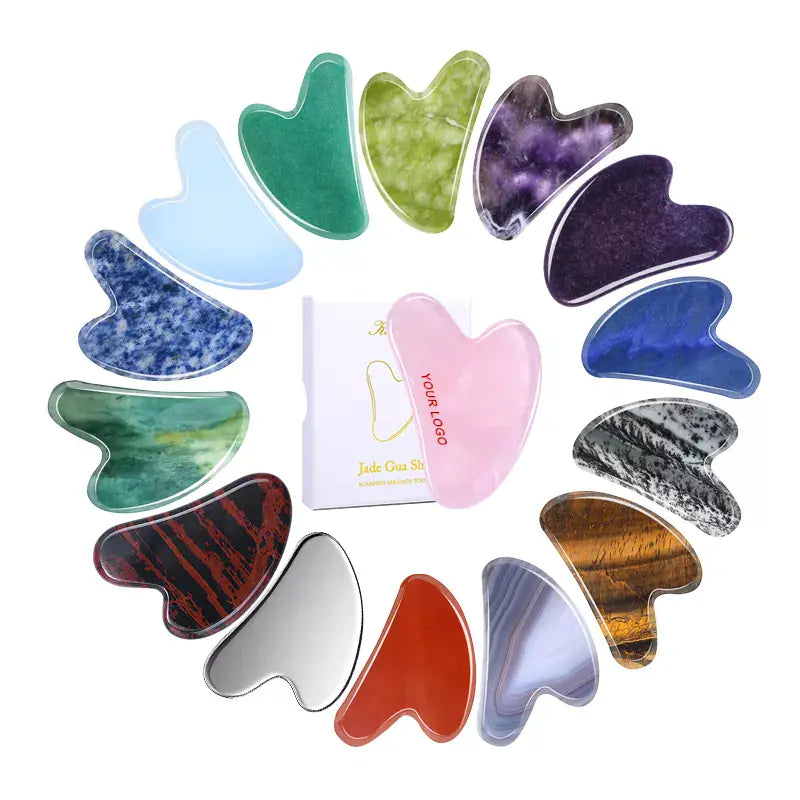 Elegant Skin Natural Jade Gua Sha Facial Massage Tool for Face