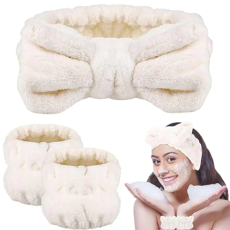 Bliss & Bloom 3 Pcs Spa Wristband & Headband, for Washing Face Skin Care.